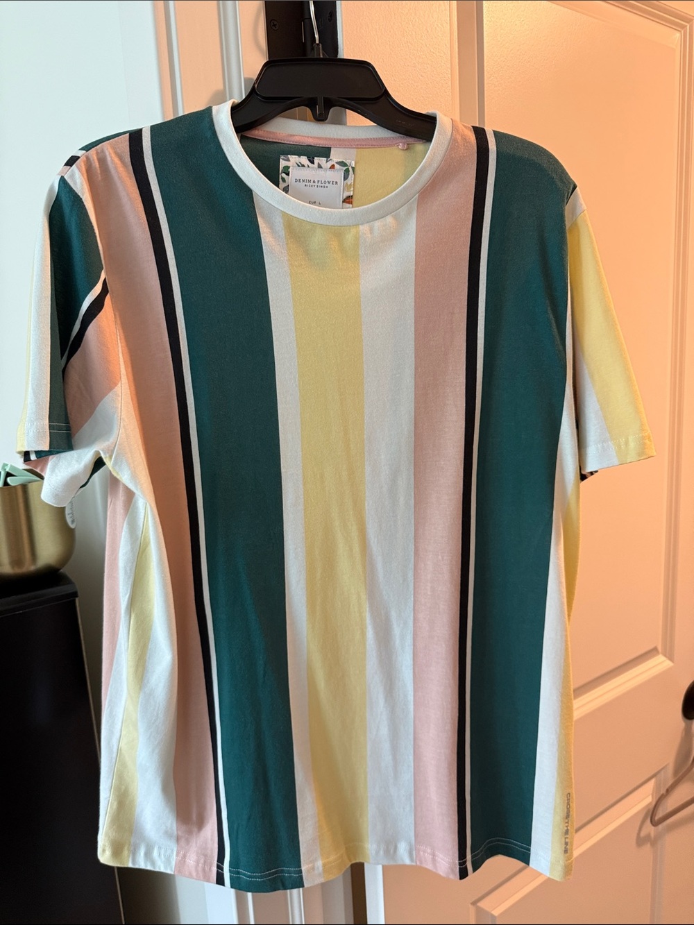 Denim & Flower Men’s Short Sleeve Multicolor Vertical Stripe Tee